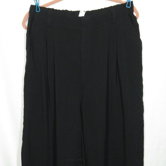 Halara Black Linen Look High Waist Wide Leg Pull On Pants With Pockets Large P - Picture 6 of 7